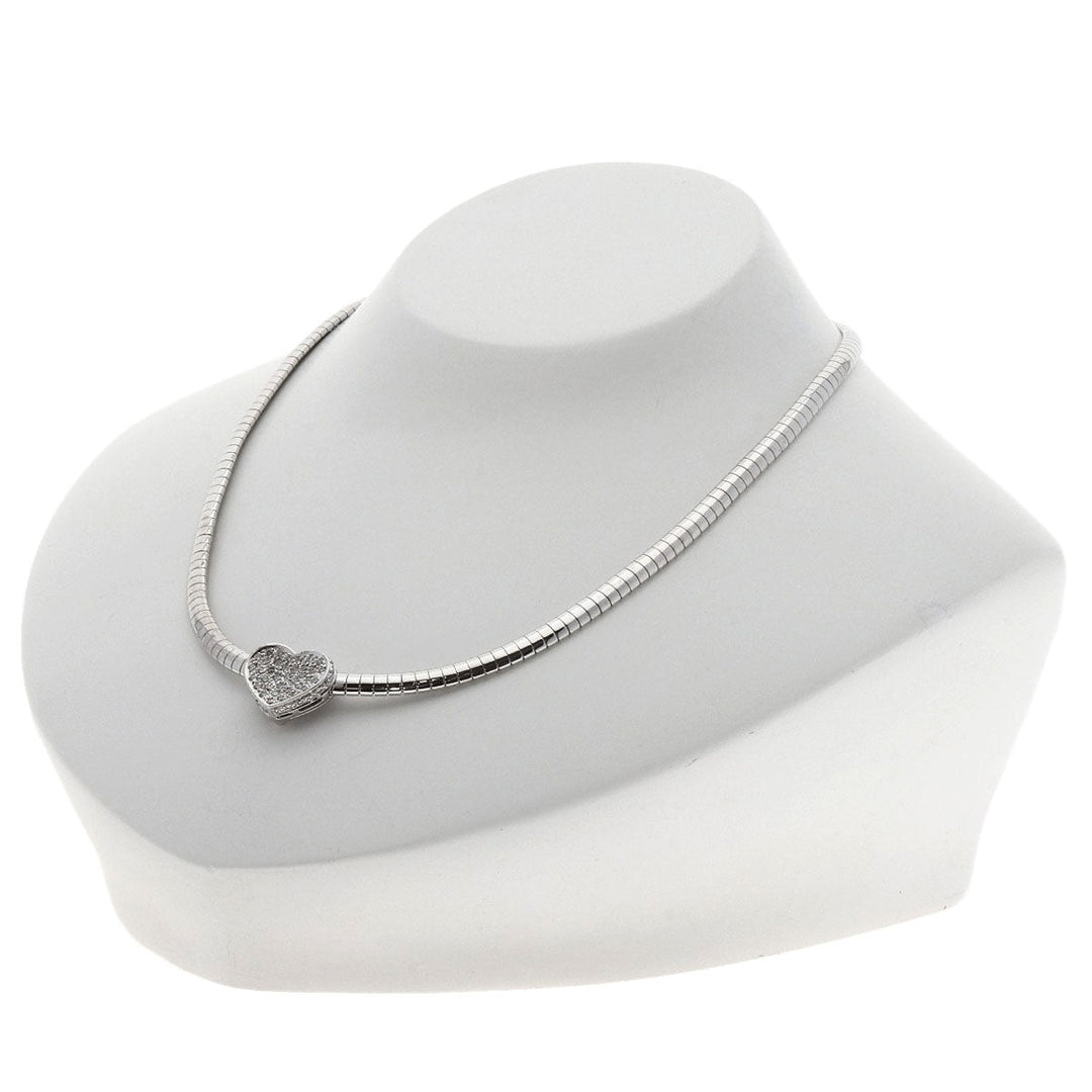 Ponte Vecchio Necklace K18WG Silver Diamond heart motif