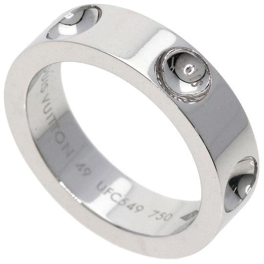 LOUIS VUITTON Ring K18WG Silver Petite Bourg Empreinte #49 Women Used Authentic