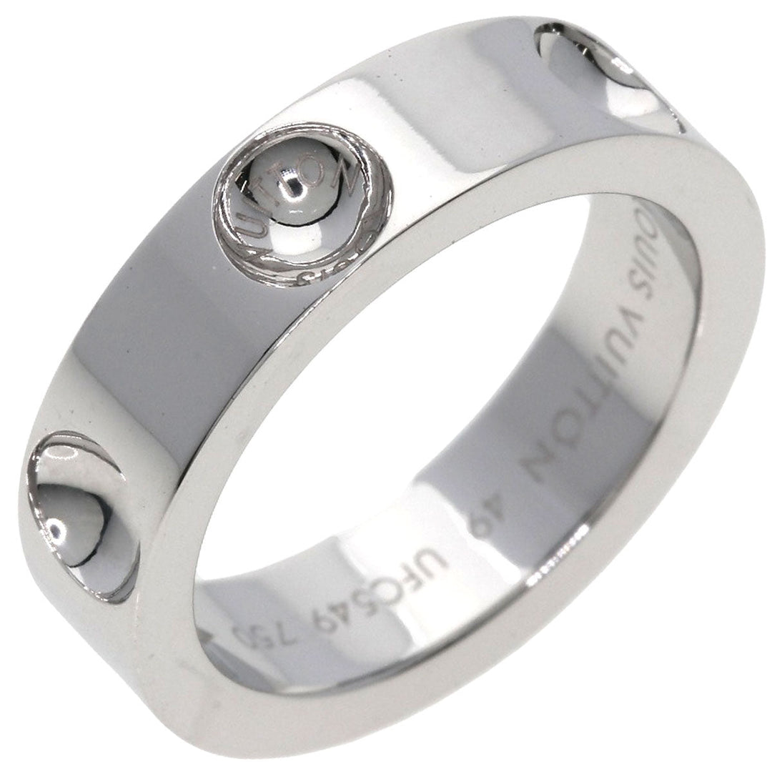 LOUIS VUITTON Ring K18WG Silver Petite Bourg Empreinte #49 Women Used Authentic