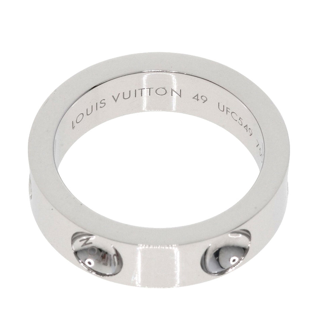 LOUIS VUITTON Ring K18WG Silver Petite Bourg Empreinte #49 Women Used Authentic