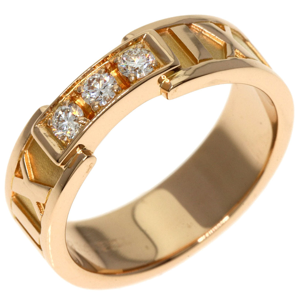 TIFFANY&Co. Ring 18K Pink Gold gold Atlas 3P Diamond Women Used Authentic