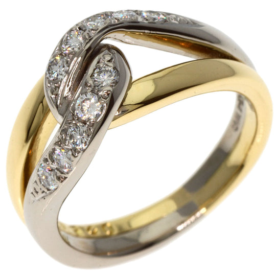 MIKIMOTO Ring K18YG , K14WG gold Diamond combination Women Used Authentic