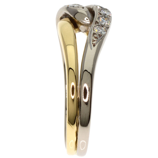 MIKIMOTO Ring K18YG , K14WG gold Diamond combination Women Used Authentic
