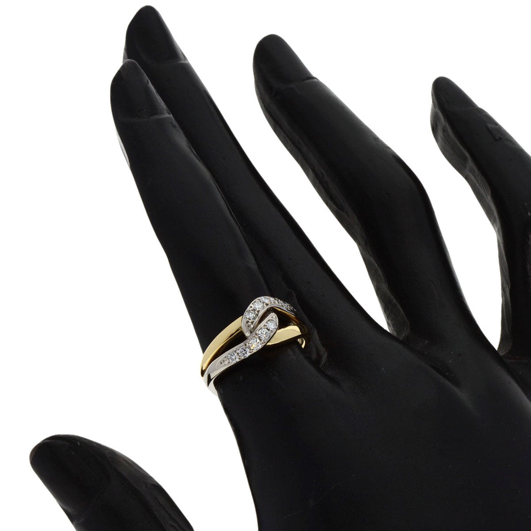 MIKIMOTO Ring K18YG , K14WG gold Diamond combination Women Used Authentic