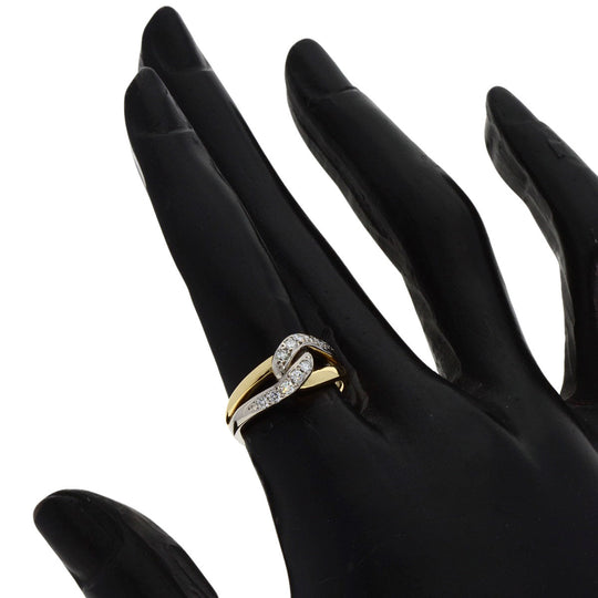 MIKIMOTO Ring K18YG , K14WG gold Diamond combination Women Used Authentic