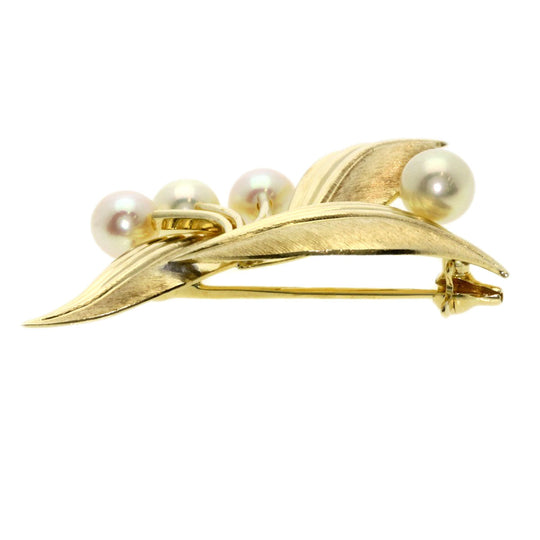 MIKIMOTO Brooch K14YG gold Pearl Women Used Authentic