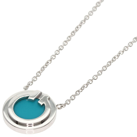 TIFFANY&Co. Necklace K18WG Silver T TWO Circle Turquoise Japan Limited