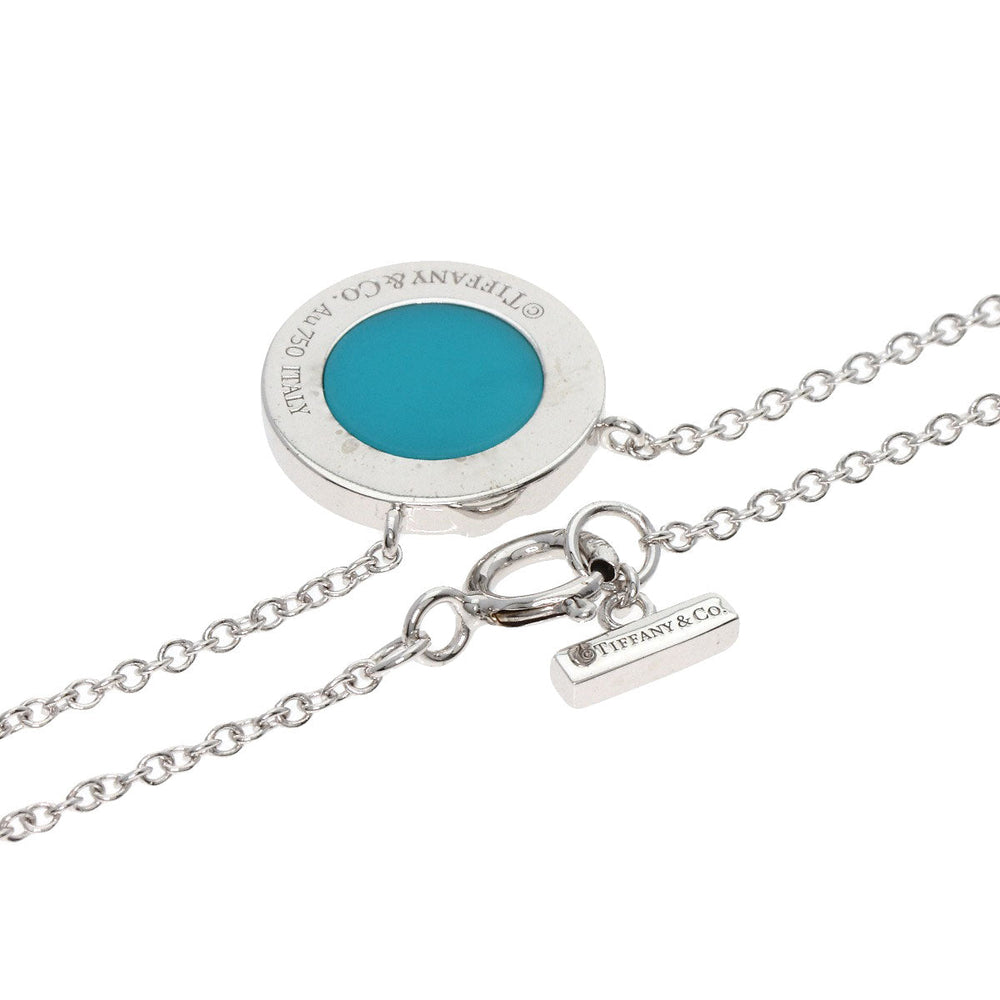 TIFFANY&Co. Necklace K18WG Silver T TWO Circle Turquoise Japan Limited