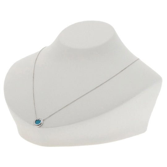 TIFFANY&Co. Necklace K18WG Silver T TWO Circle Turquoise Japan Limited