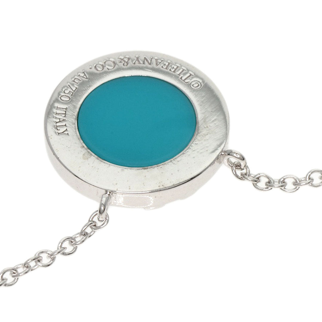 TIFFANY&Co. Necklace K18WG Silver T TWO Circle Turquoise Japan Limited