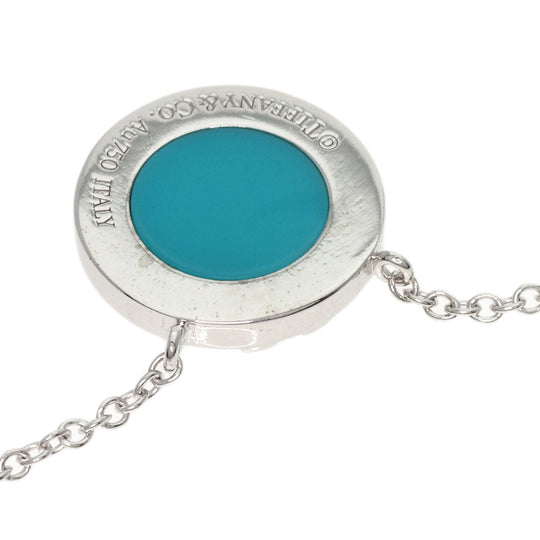 TIFFANY&Co. Necklace K18WG Silver T TWO Circle Turquoise Japan Limited