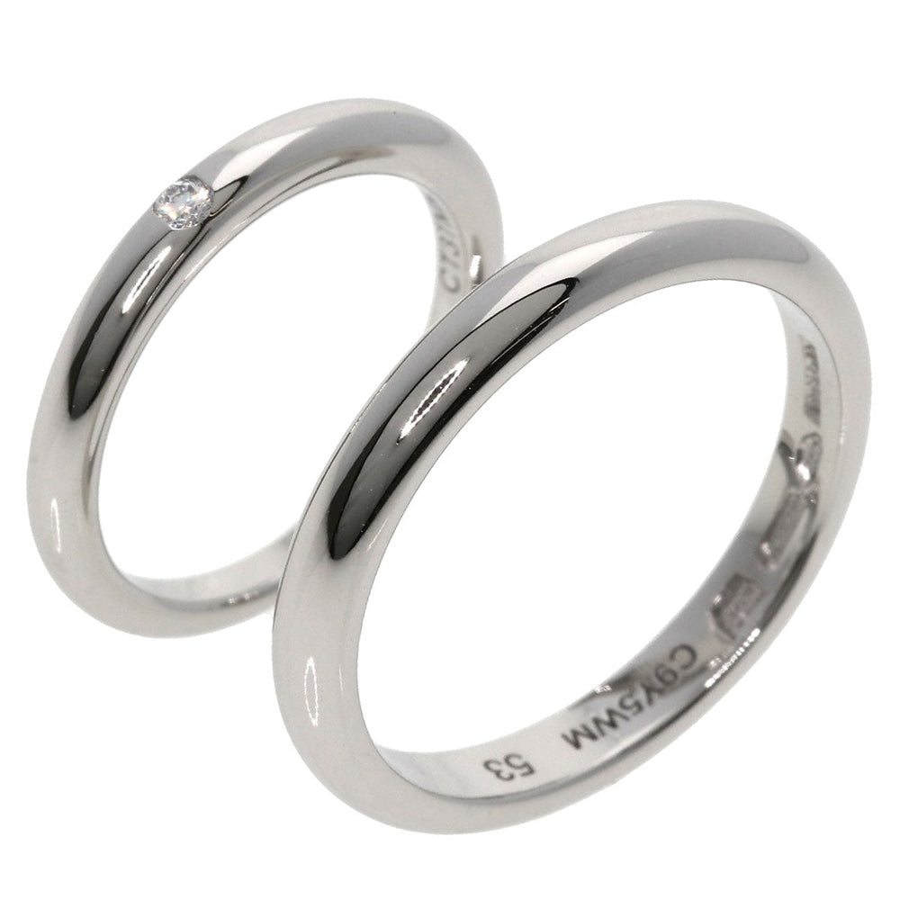 BVLGARI Ring PT950 Silver FEDDY Wedding Diamond Pair Ring #43 #53 unisex(Unisex) Used Authentic