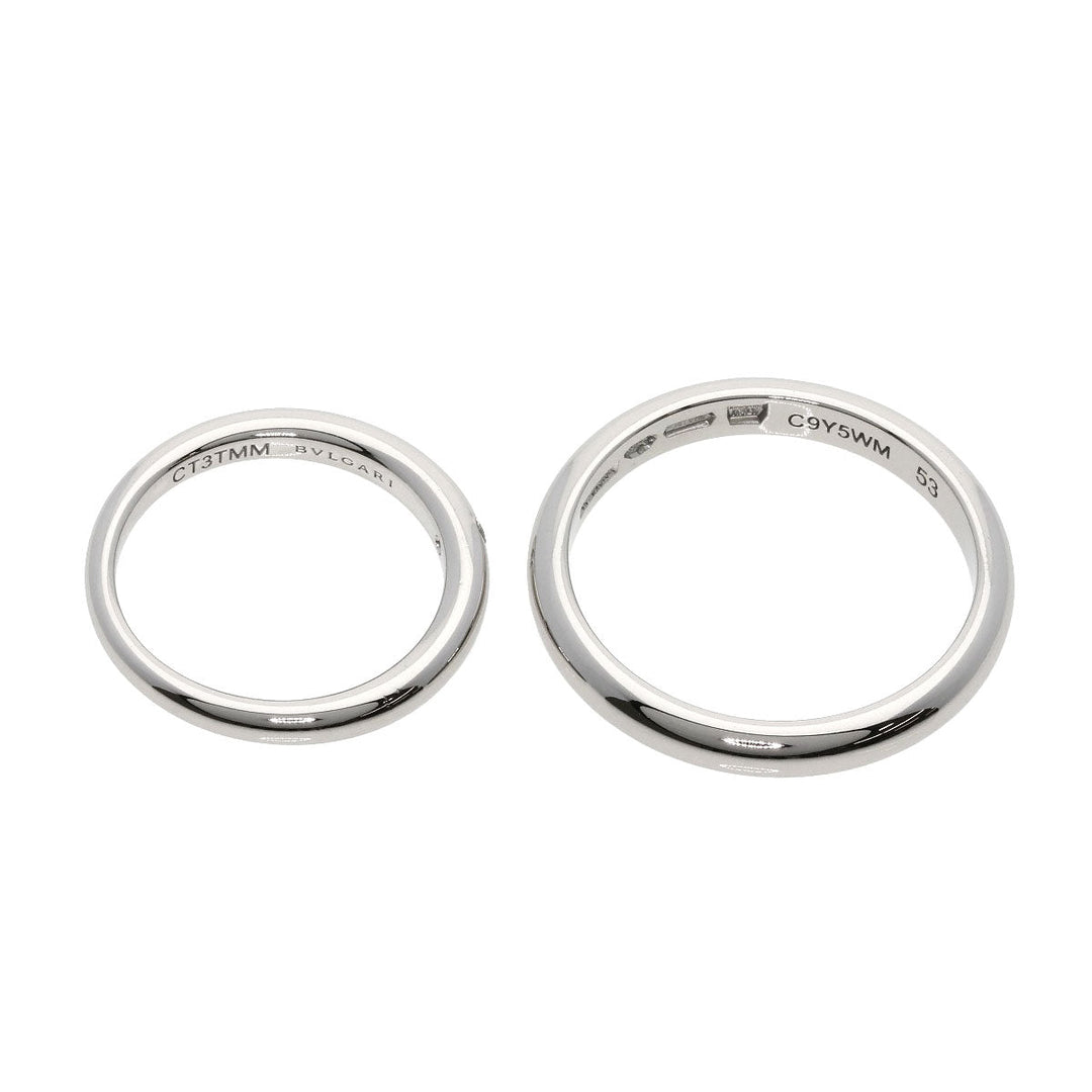 BVLGARI Ring PT950 Silver FEDDY Wedding Diamond Pair Ring #43 #53 unisex(Unisex) Used Authentic