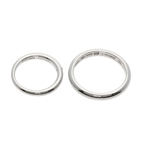 BVLGARI Ring PT950 Silver FEDDY Wedding Diamond Pair Ring #43 #53 unisex(Unisex) Used Authentic
