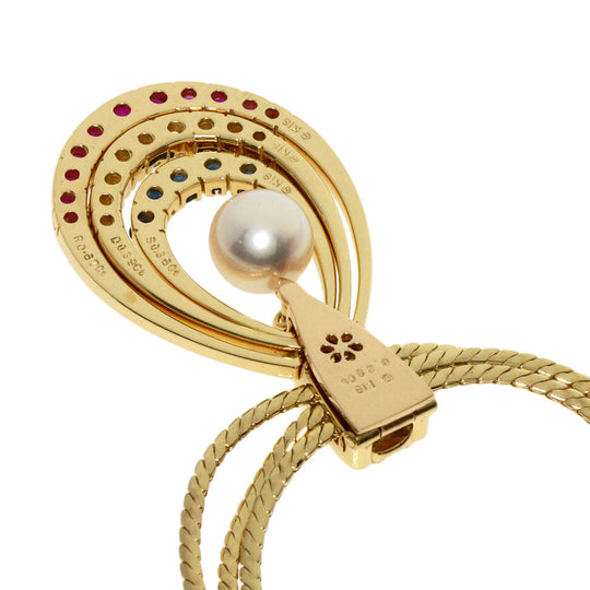 MIKIMOTO Necklace 18K Yellow Gold gold Pearl Diamond Ruby Sapphire Women Used Authentic
