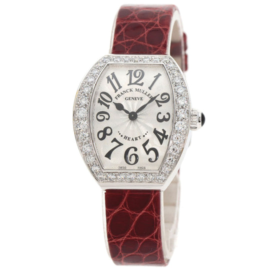 FRANCK MULLER Watches Quartz 5002SQZDP Stainless Steel, Leather Silver Heart to Heart Diamond Silver dial Women Used Authentic