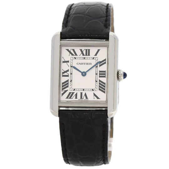 CARTIER Watches Quartz W5200005 Stainless Steel, Leather Silver Tank solo SM Silver dial Women Used Authentic