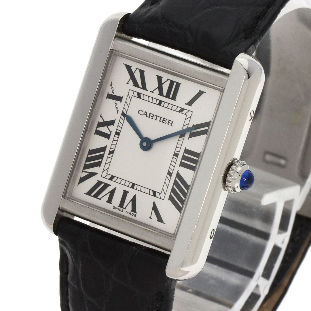 CARTIER Watches Quartz W5200005 Stainless Steel, Leather Silver Tank solo SM Silver dial Women Used Authentic