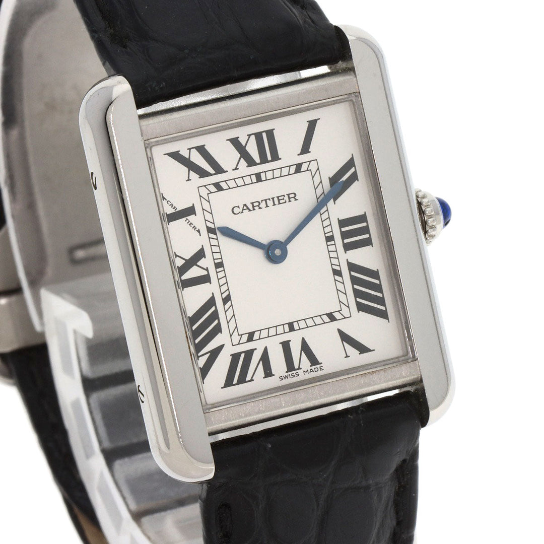 CARTIER Watches Quartz W5200005 Stainless Steel, Leather Silver Tank solo SM Silver dial Women Used Authentic