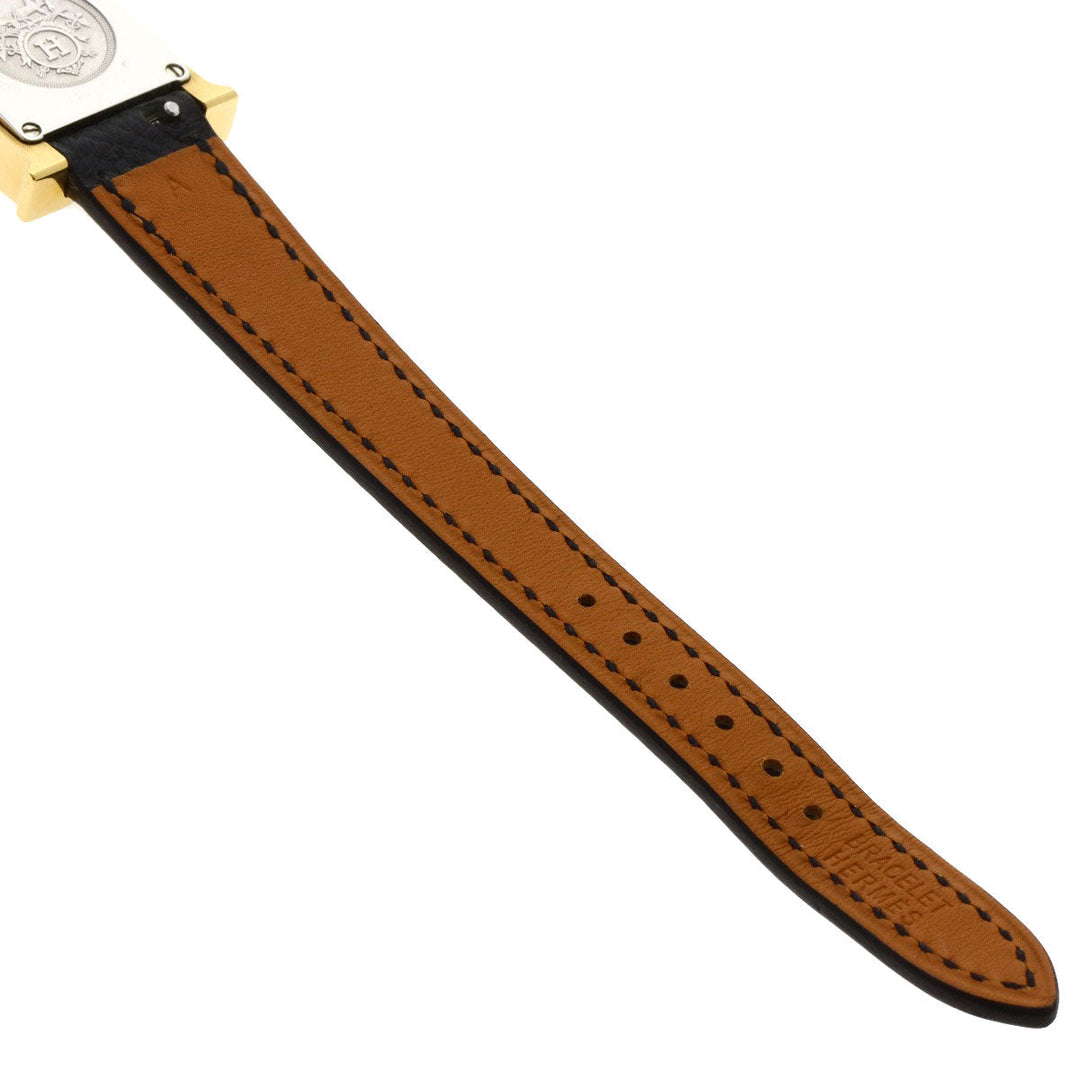 HERMES Watches Quartz HH1.101 Gold Plated gold H watch mini white dial