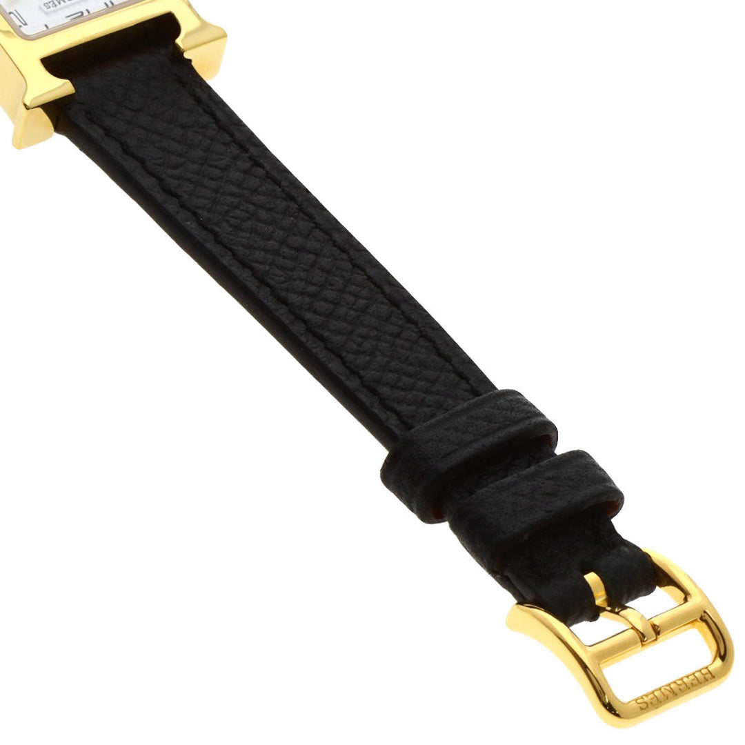 HERMES Watches Quartz HH1.101 Gold Plated gold H watch mini white dial