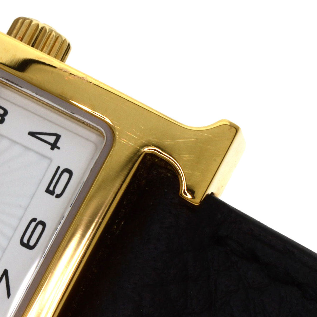 HERMES Watches Quartz HH1.101 Gold Plated gold H watch mini white dial
