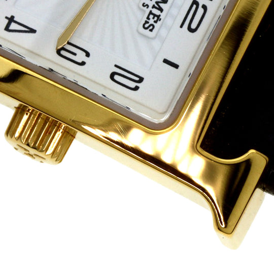 HERMES Watches Quartz HH1.101 Gold Plated gold H watch mini white dial