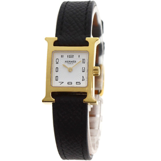 HERMES Watches Quartz HH1.101 Gold Plated gold H watch mini white dial