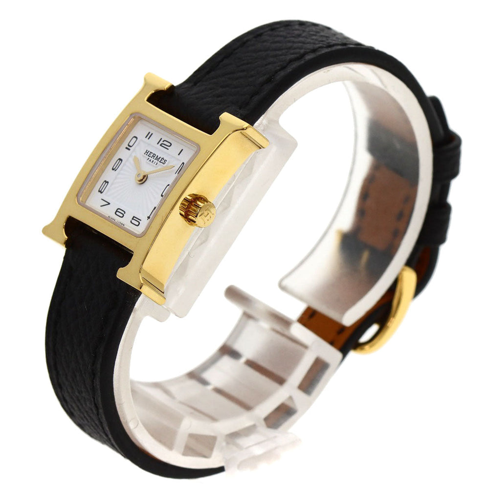 HERMES Watches Quartz HH1.101 Gold Plated gold H watch mini white dial