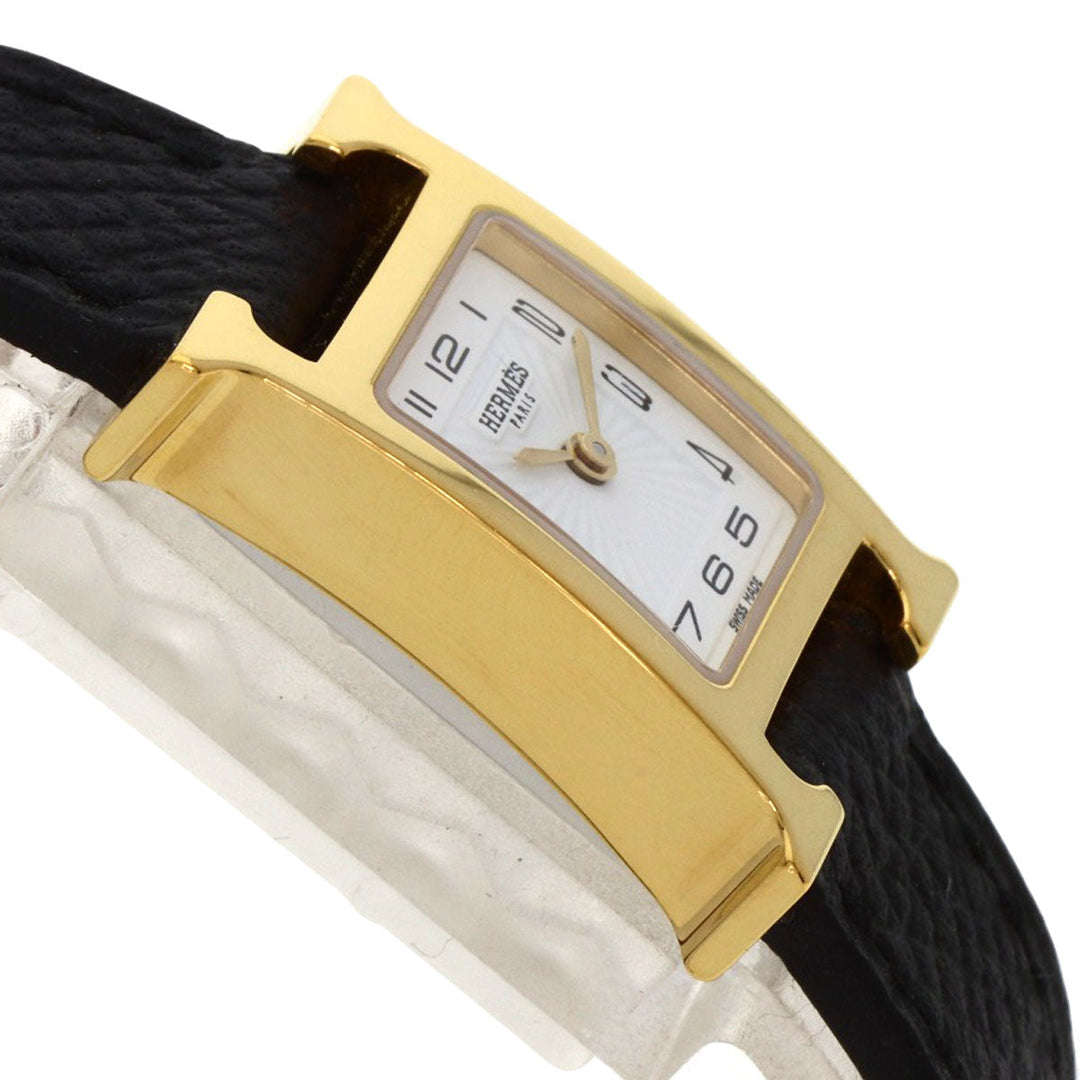 HERMES Watches Quartz HH1.101 Gold Plated gold H watch mini white dial