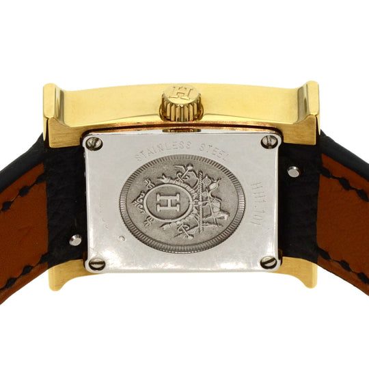 HERMES Watches Quartz HH1.101 Gold Plated gold H watch mini white dial