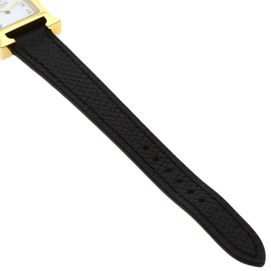HERMES Watches Quartz HH1.101 Gold Plated gold H watch mini white dial