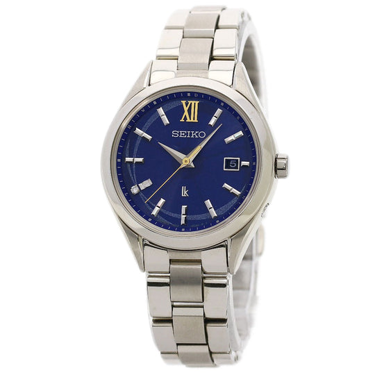 SEIKO Watches Solar Powered Radio Watch SSQW075 1B32-0BF0 Titanium, Titanium Silver Lukia Eternal Blue Limited blue dial Women Used Authentic