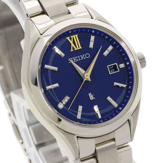 SEIKO Watches Solar Powered Radio Watch SSQW075 1B32-0BF0 Titanium, Titanium Silver Lukia Eternal Blue Limited blue dial Women Used Authentic
