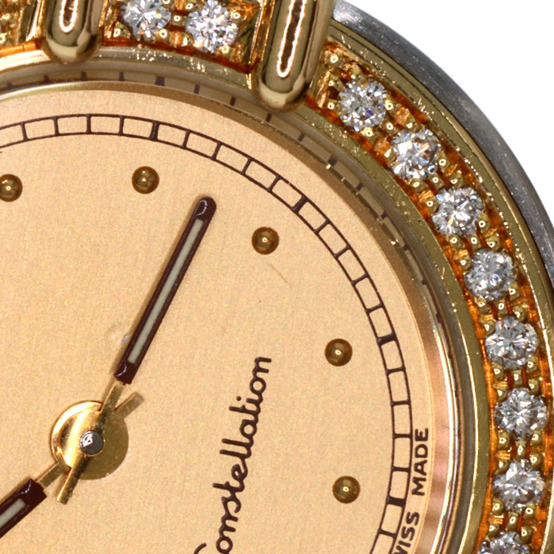 OMEGA Watches Quartz Stainless Steel, Leather gold Constellation flat bezel gold dial Women Used Authentic