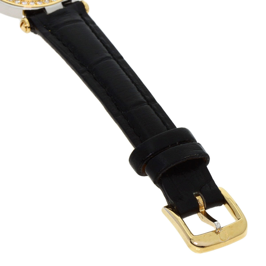OMEGA Watches Quartz Stainless Steel, Leather gold Constellation flat bezel gold dial Women Used Authentic