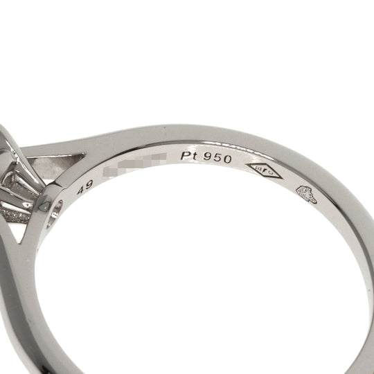 CARTIER Ring PT950 Silver Solitaire Diamond #49 Women Used Authentic