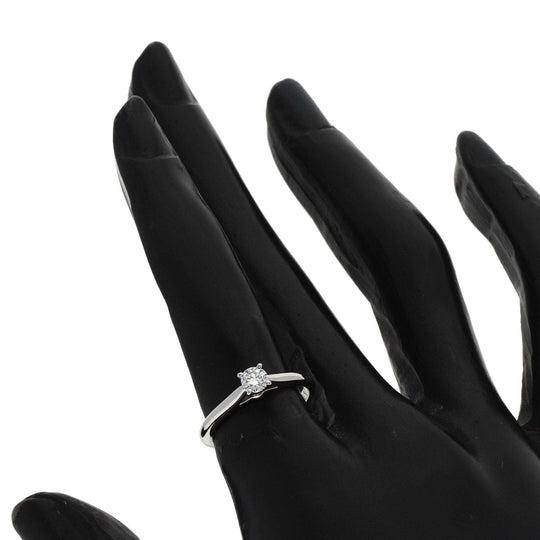 CARTIER Ring PT950 Silver Solitaire Diamond #49 Women Used Authentic