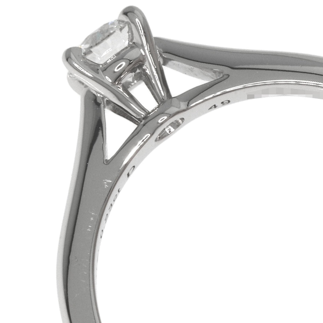 CARTIER Ring PT950 Silver Solitaire Diamond #49 Women Used Authentic