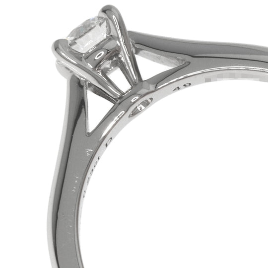 CARTIER Ring PT950 Silver Solitaire Diamond #49 Women Used Authentic