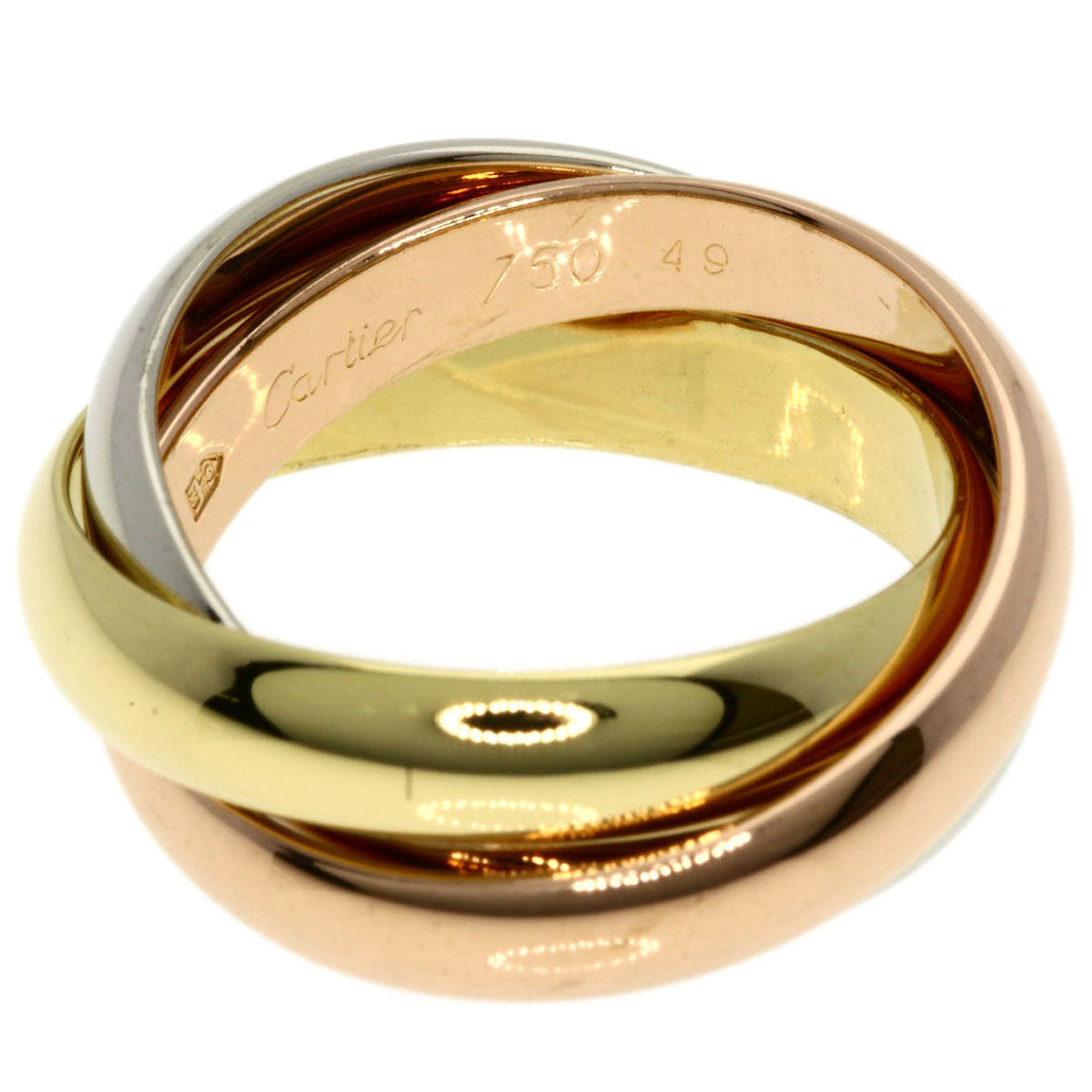 CARTIER Ring K18YG , K18WG , K18PG gold Trinity MM #49 Women Used Authentic