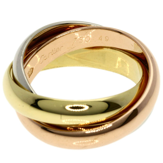 CARTIER Ring K18YG , K18WG , K18PG gold Trinity MM #49 Women Used Authentic