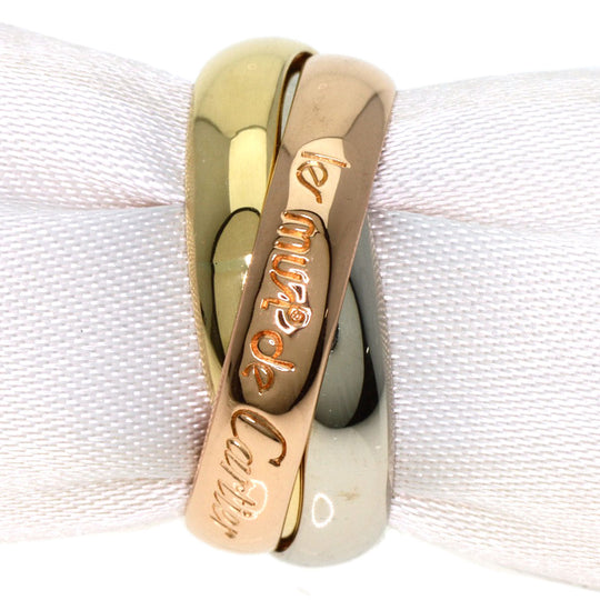 CARTIER Ring K18YG , K18WG , K18PG gold Trinity #47 Women Used Authentic