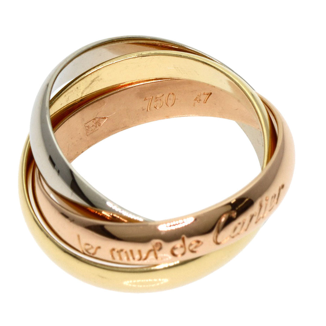 CARTIER Ring K18YG , K18WG , K18PG gold Trinity #47 Women Used Authentic