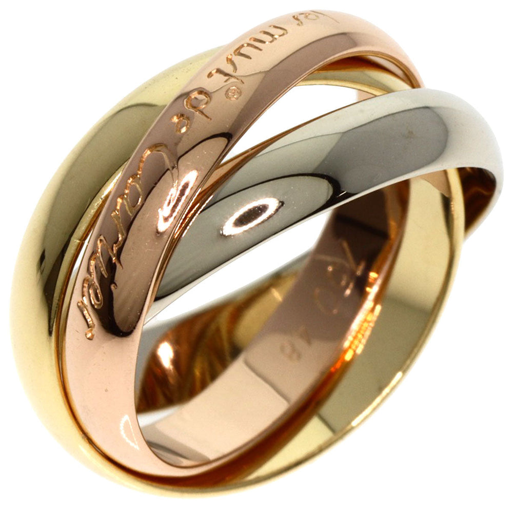 CARTIER Ring K18YG , K18WG , K18PG gold Trinity #48 Women Used Authentic