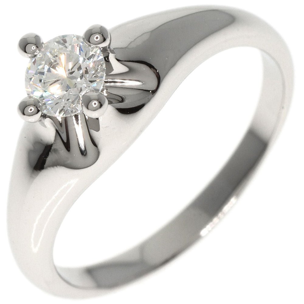 BVLGARI Ring PT950 Silver corona solitaire diamond Women Used Authentic
