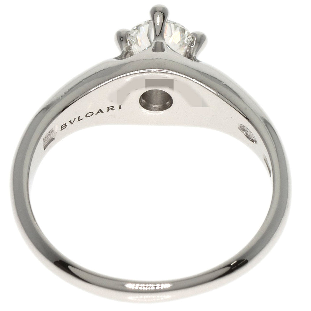 BVLGARI Ring PT950 Silver corona solitaire diamond Women Used Authentic