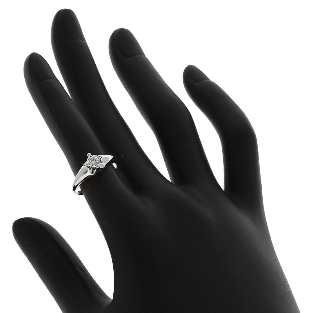 BVLGARI Ring PT950 Silver corona solitaire diamond Women Used Authentic