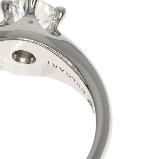 BVLGARI Ring PT950 Silver corona solitaire diamond Women Used Authentic