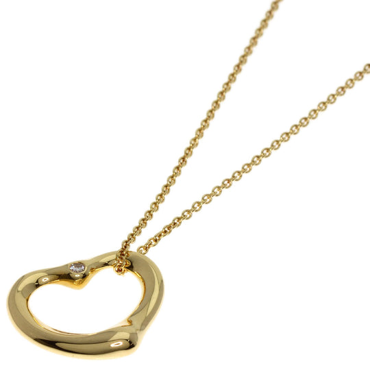 TIFFANY&Co. Necklace 18K Yellow Gold gold Open Heart 2P Diamond Women Used Authentic
